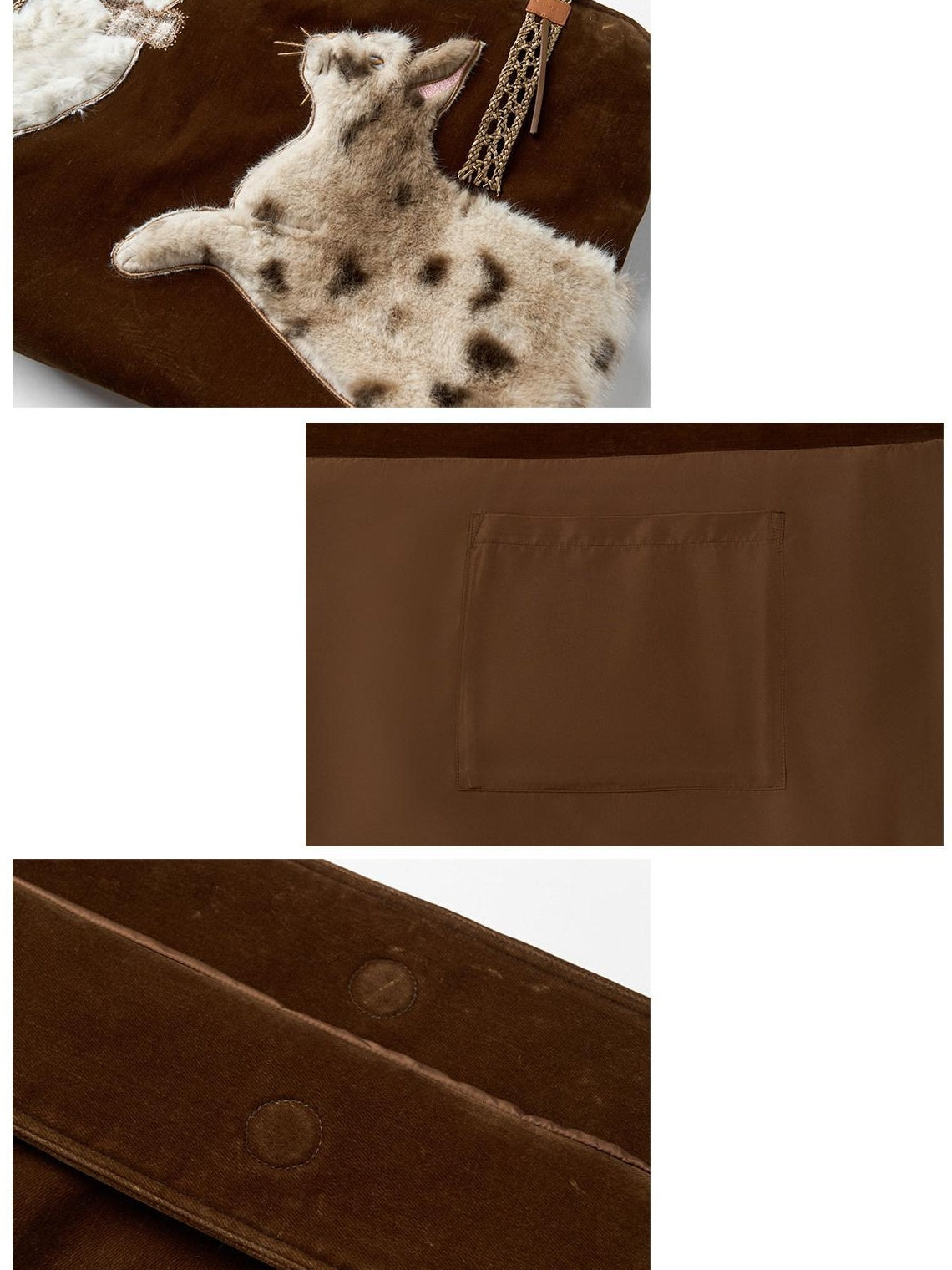 OuttheBlue Plush Cat Patchwork Casual Minimalist Square Handheld Women Caramel Tote Bags
