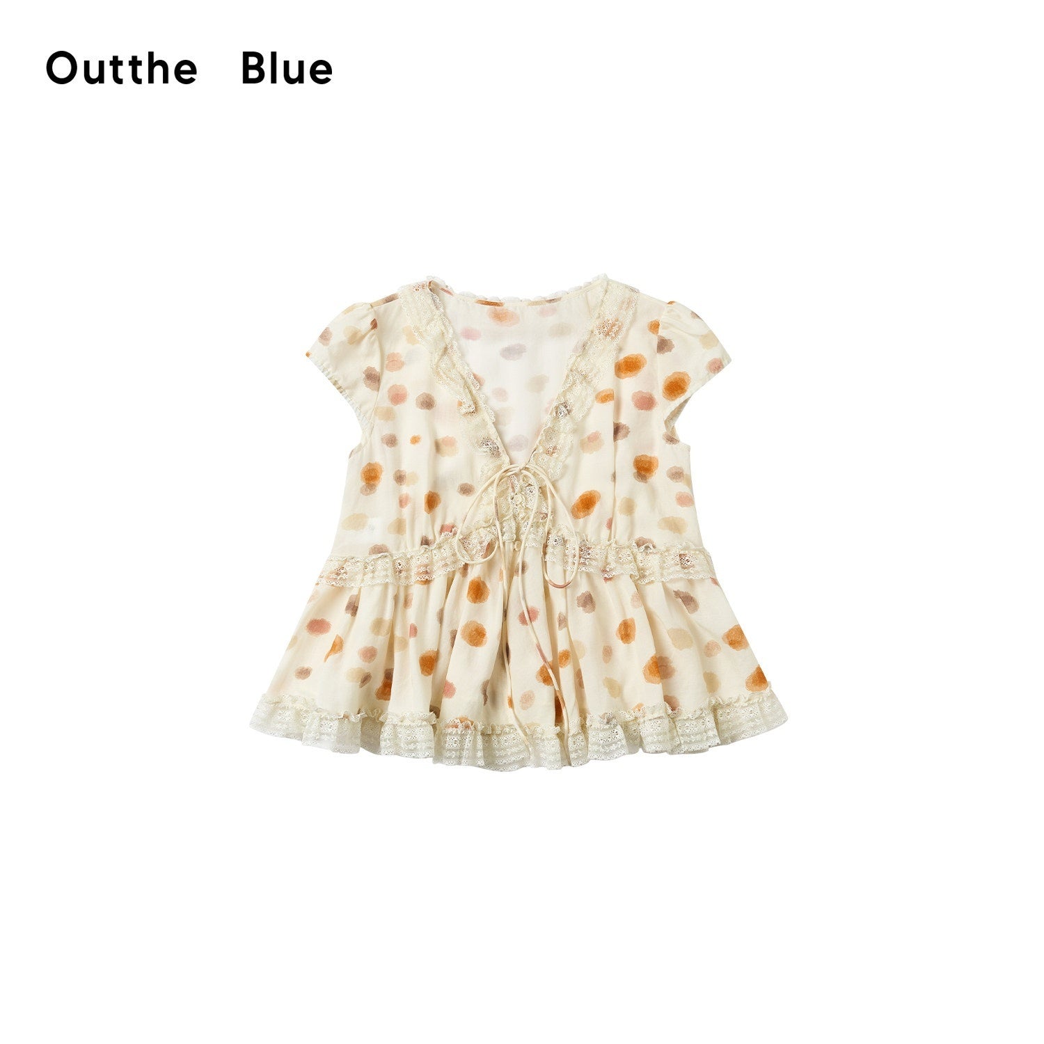 OuttheBlue_Polka_Dot_Lace_Trim_Tie_Front_Puff_Sleeve_Women&