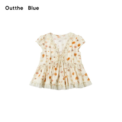 OuttheBlue_Polka_Dot_Lace_Trim_Tie_Front_Puff_Sleeve_Women&