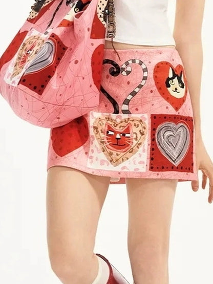 OuttheBlue Printed Straight Short Skort