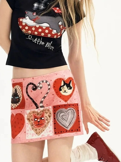 OuttheBlue Printed Straight Short Skort