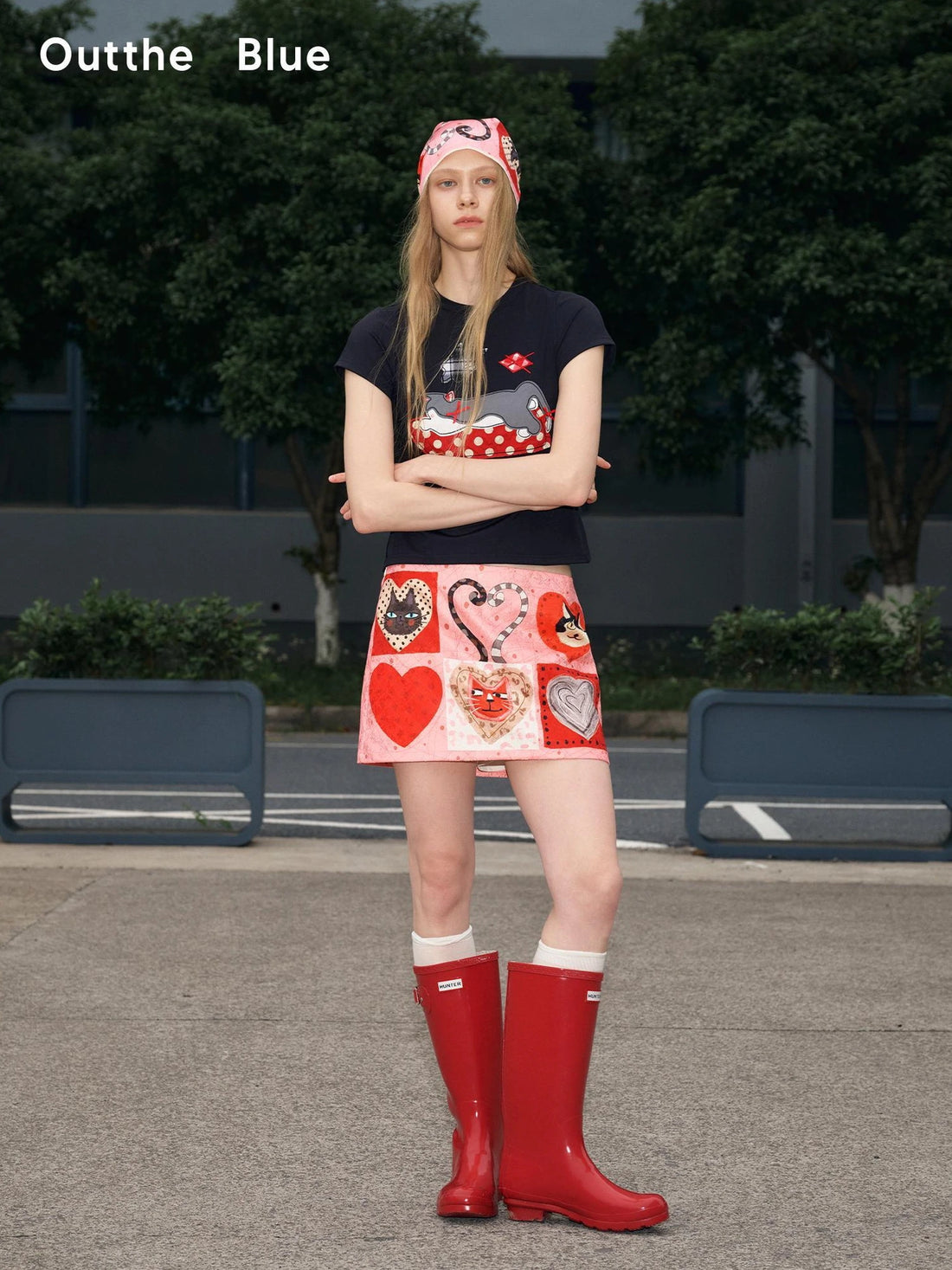 OuttheBlue Printed Straight Short Skort