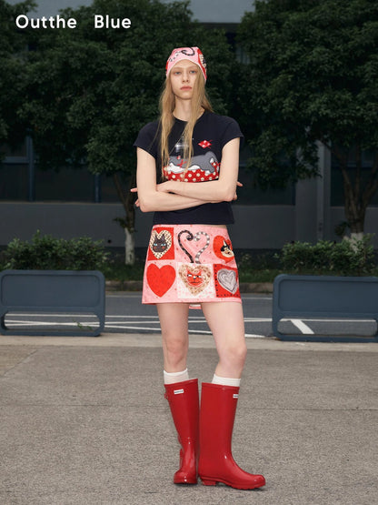 OuttheBlue Printed Straight Short Skort