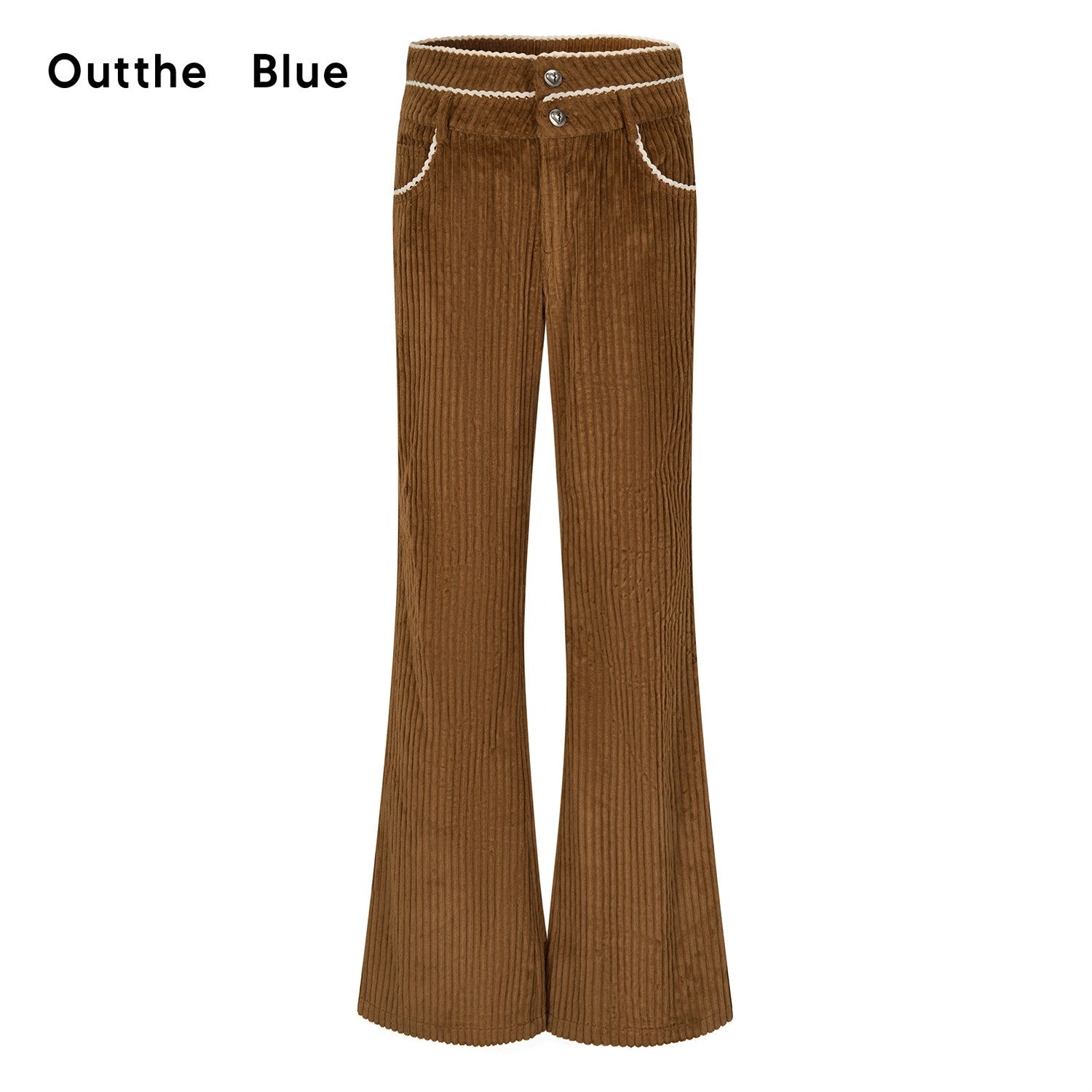 OuttheBlue Pure Cotton Soft High Waist Wide Leg Women Coffee Brown Casual Flare Pants
