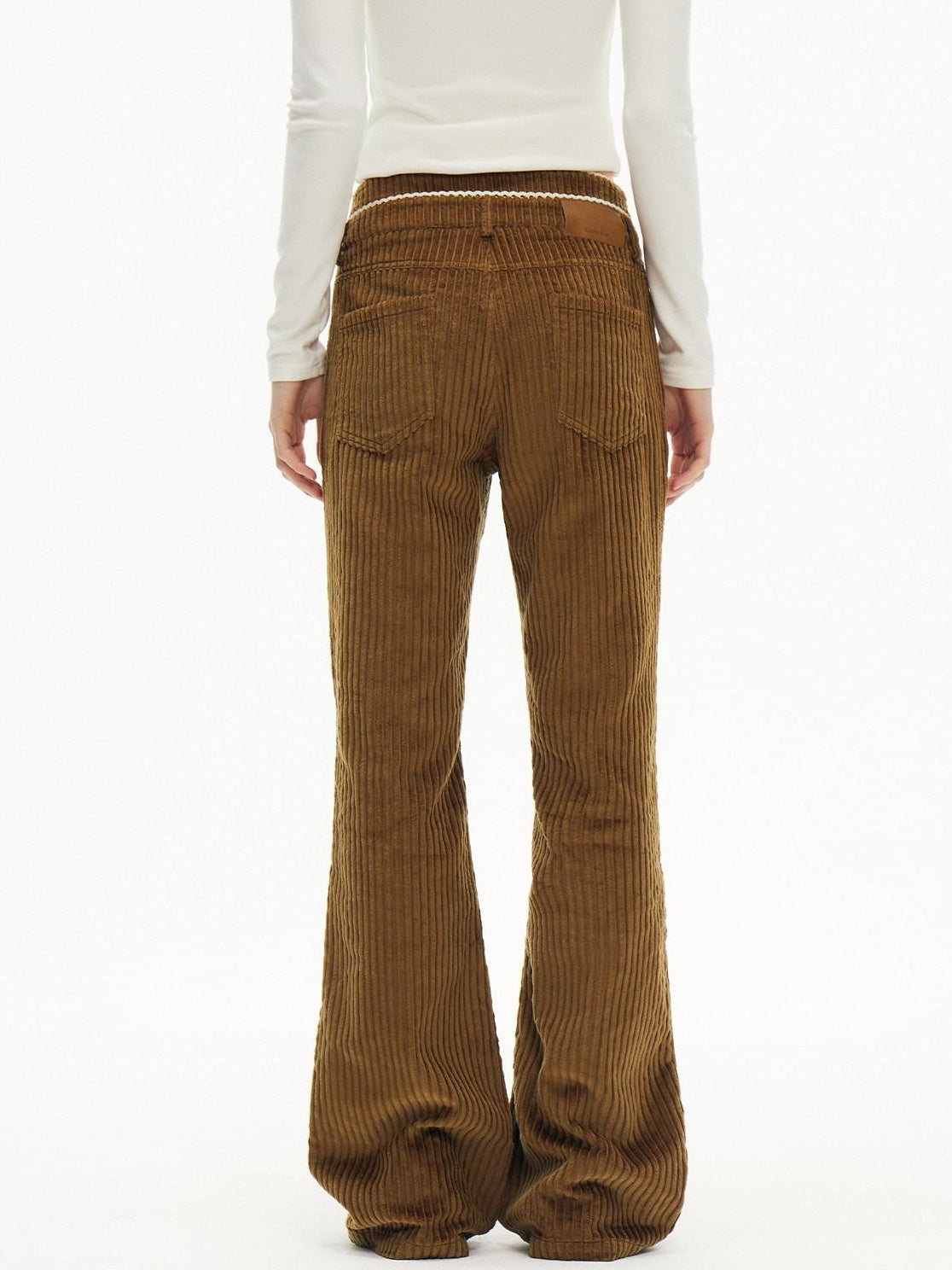 OuttheBlue Pure Cotton Soft High Waist Wide Leg Women Coffee Brown Casual Flare Pants