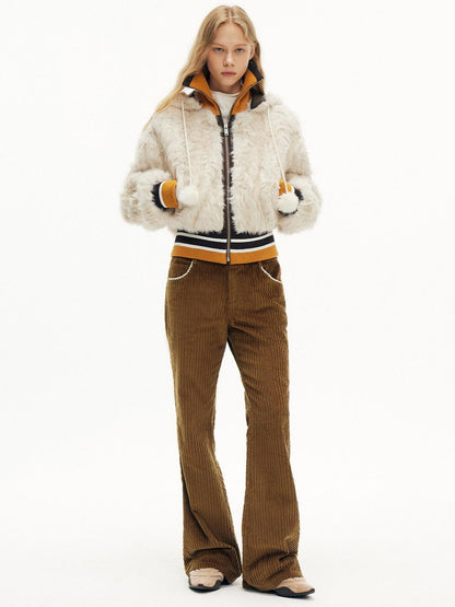 OuttheBlue Pure Cotton Soft High Waist Wide Leg Women Coffee Brown Casual Flare Pants