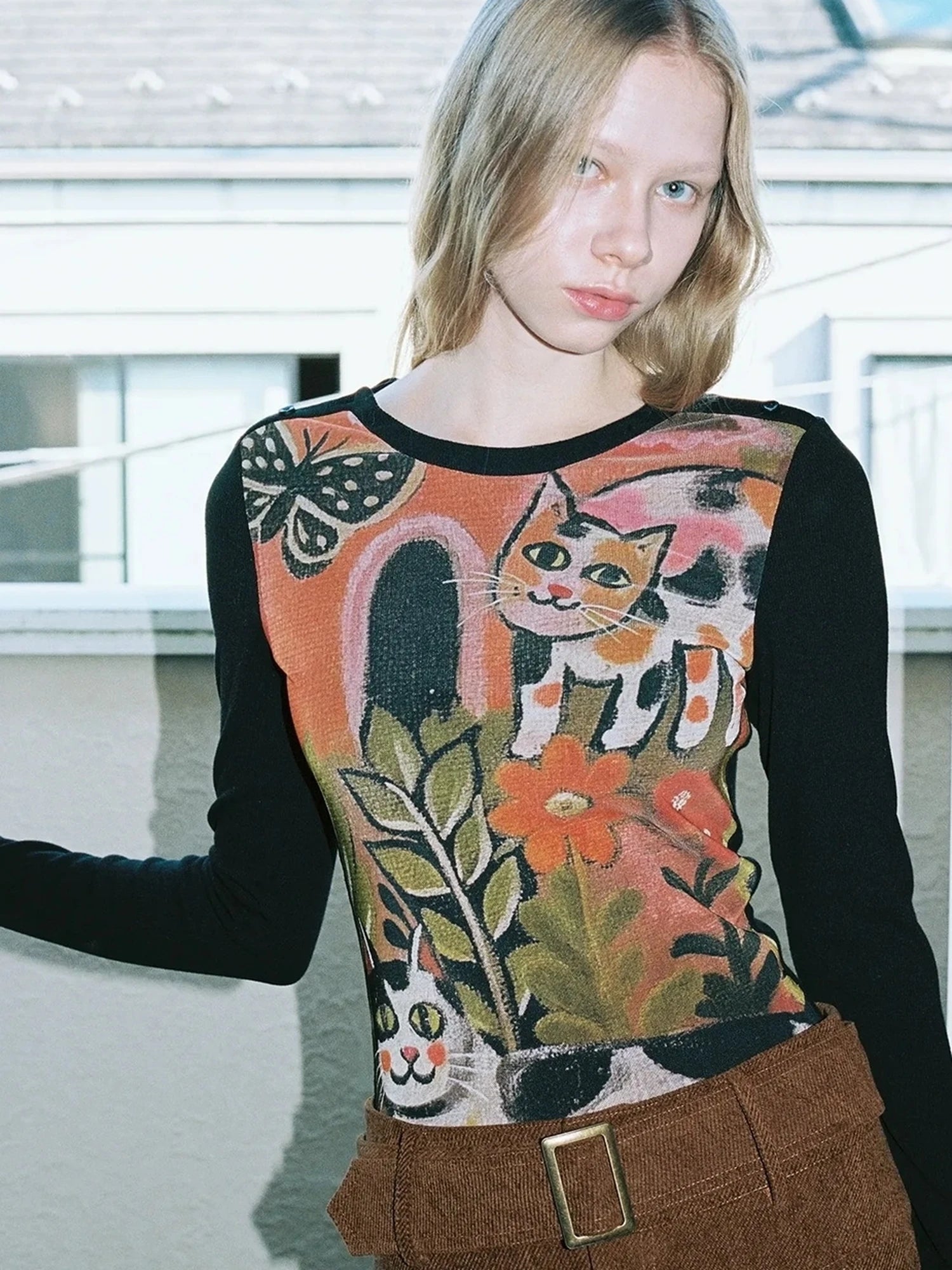 OuttheBlue Raglan Sleeve Wool Blend Knit Top