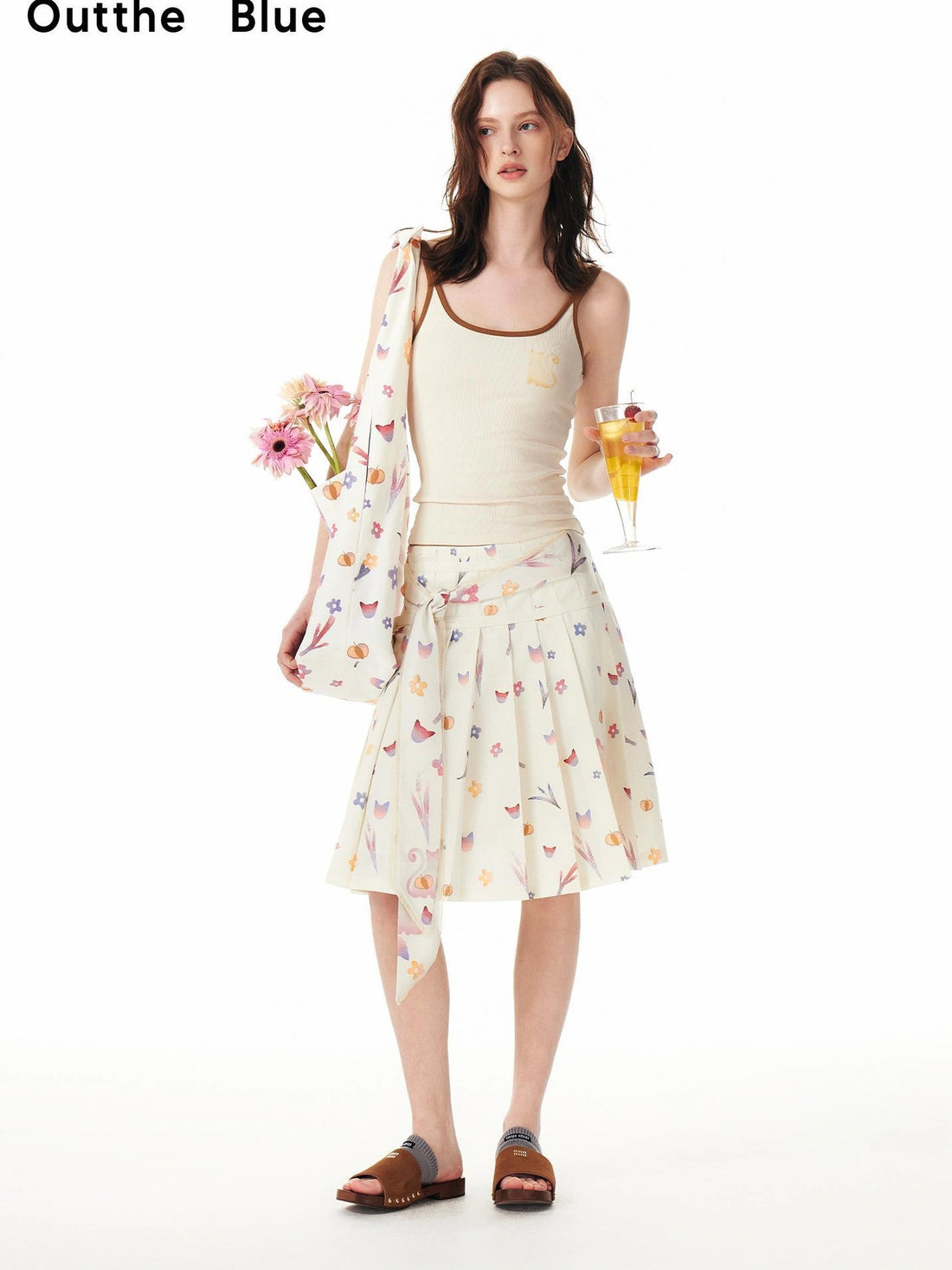 OuttheBlue Rainbow Cat Print Cami Top