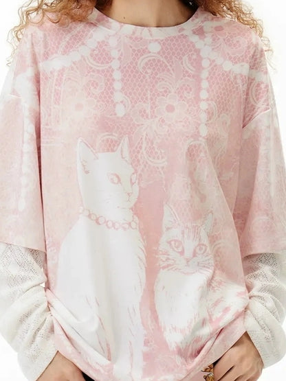 OuttheBlue Rayon Blend Floral Lace Tee