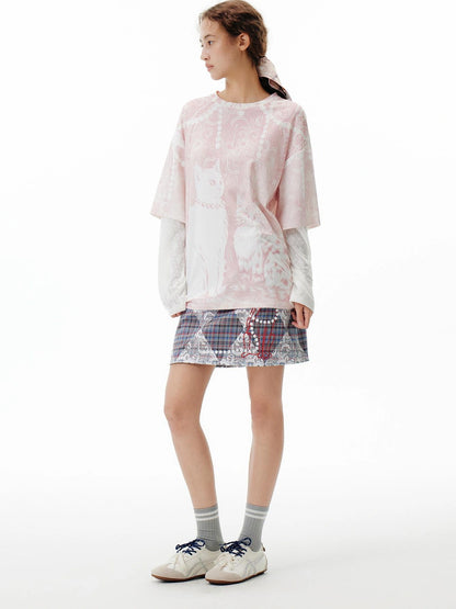 OuttheBlue Rayon Blend Floral Lace Tee