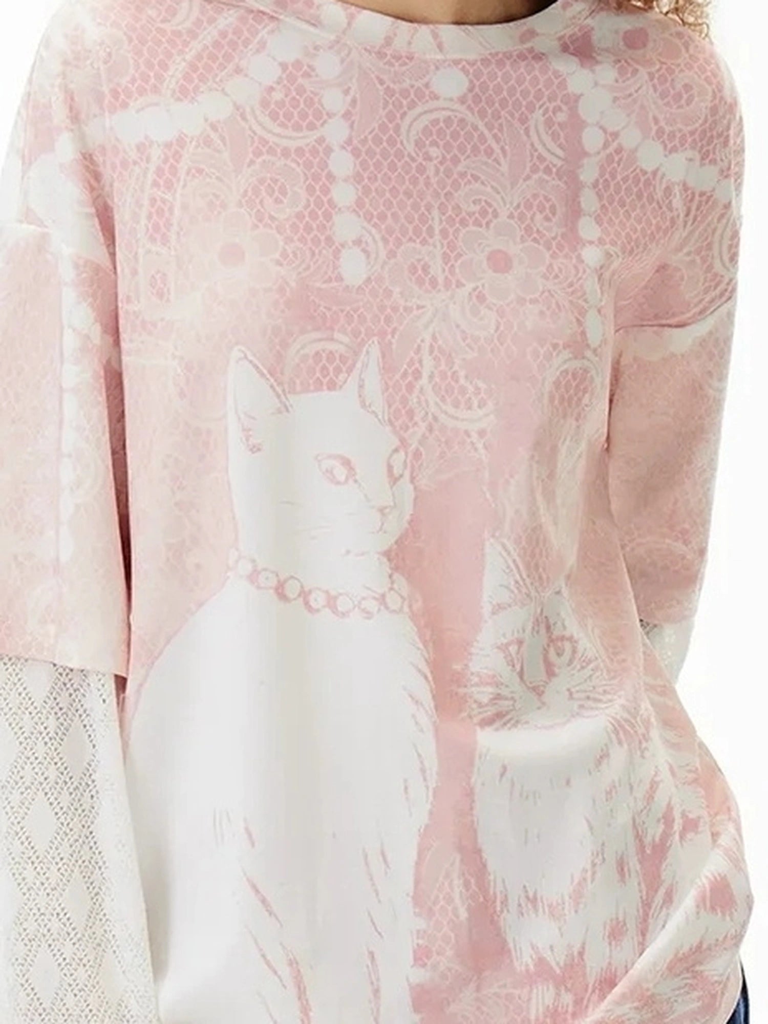 OuttheBlue Rayon Blend Floral Lace Tee