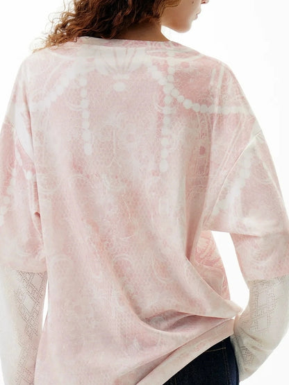 OuttheBlue Rayon Blend Floral Lace Tee