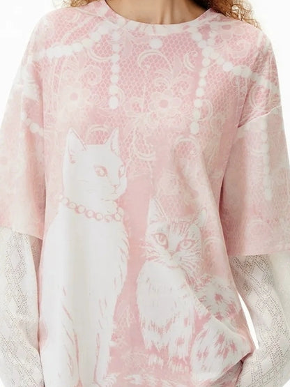 OuttheBlue Rayon Blend Floral Lace Tee