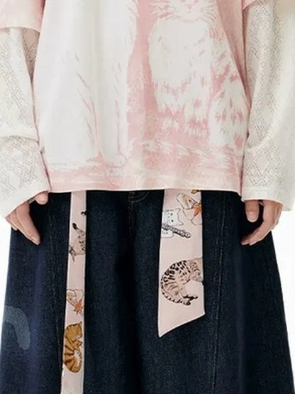 OuttheBlue Rayon Blend Floral Lace Tee