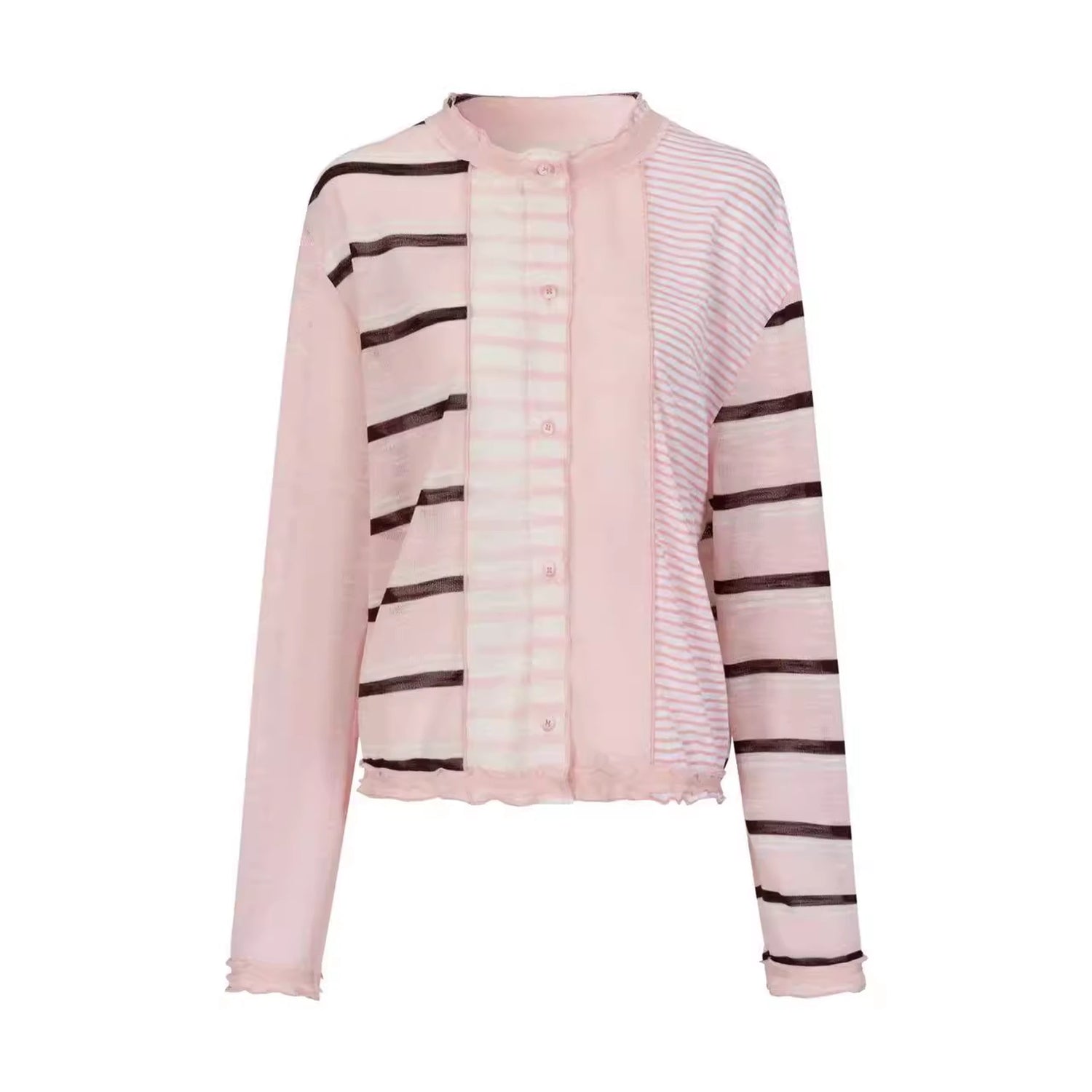OuttheBlue_Rayon_Blend_Pink_Striped_Knit_Cardigan_MISSTT