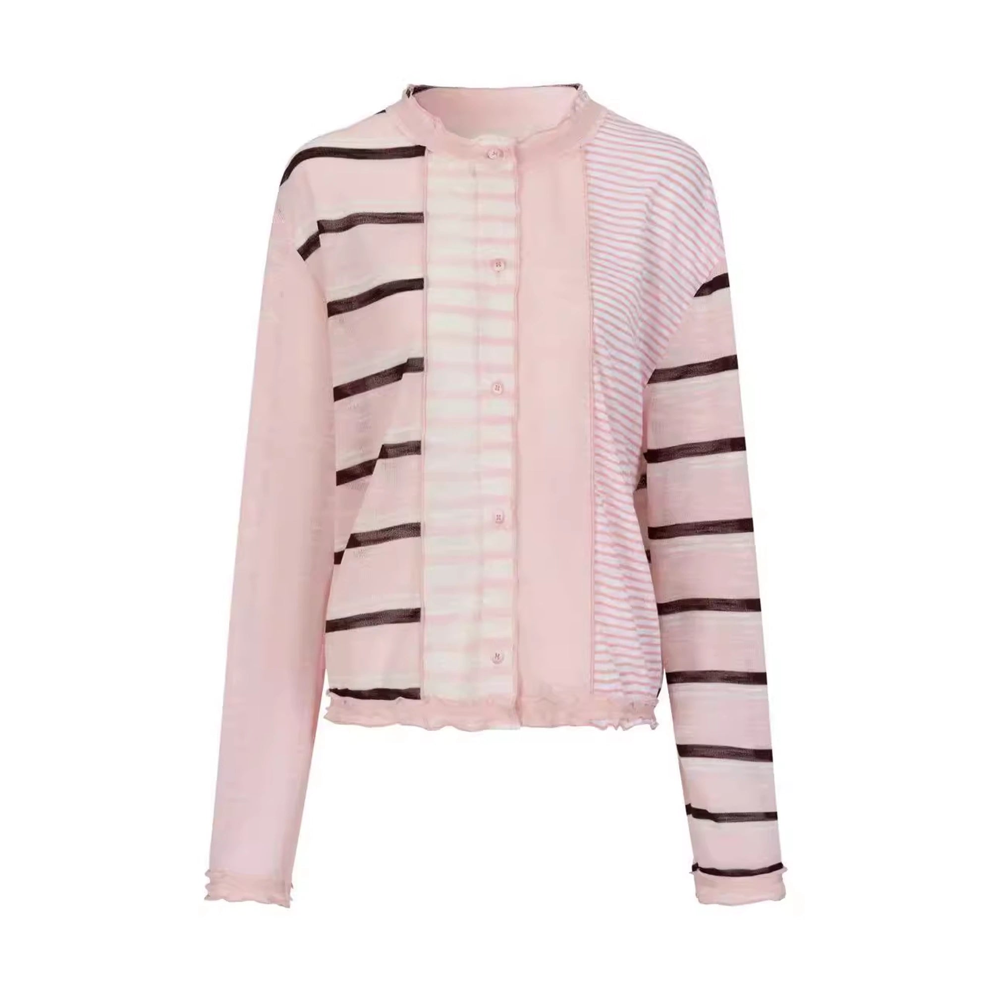 OuttheBlue_Rayon_Blend_Pink_Striped_Knit_Cardigan_MISSTT