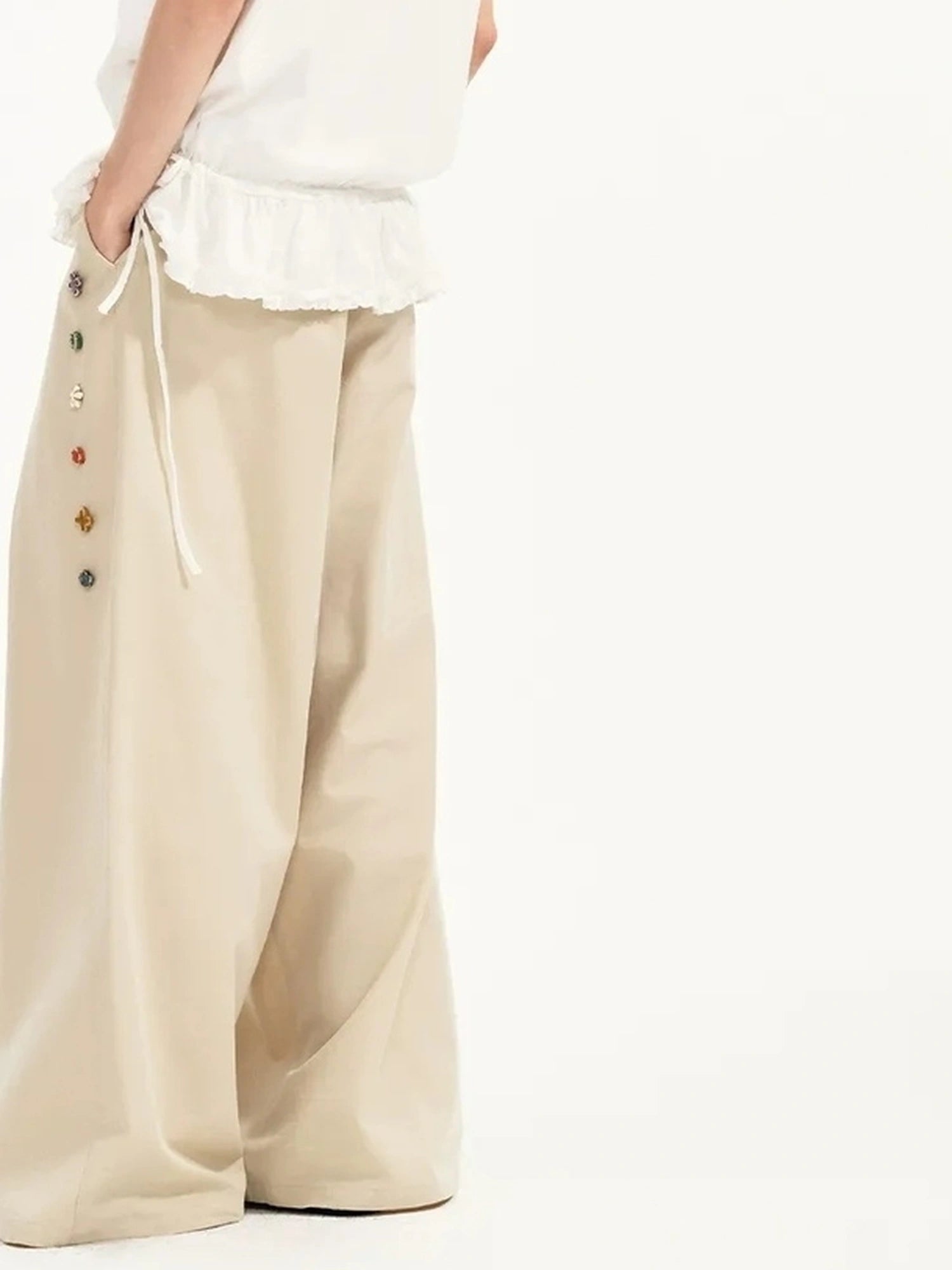 OuttheBlue Rayon Linen Blend Ruffle Hem Tee