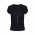 OuttheBlue Regenerated Cellulose Stretch V-neck Cropped Casual Black Short Sleeve T-Shirts