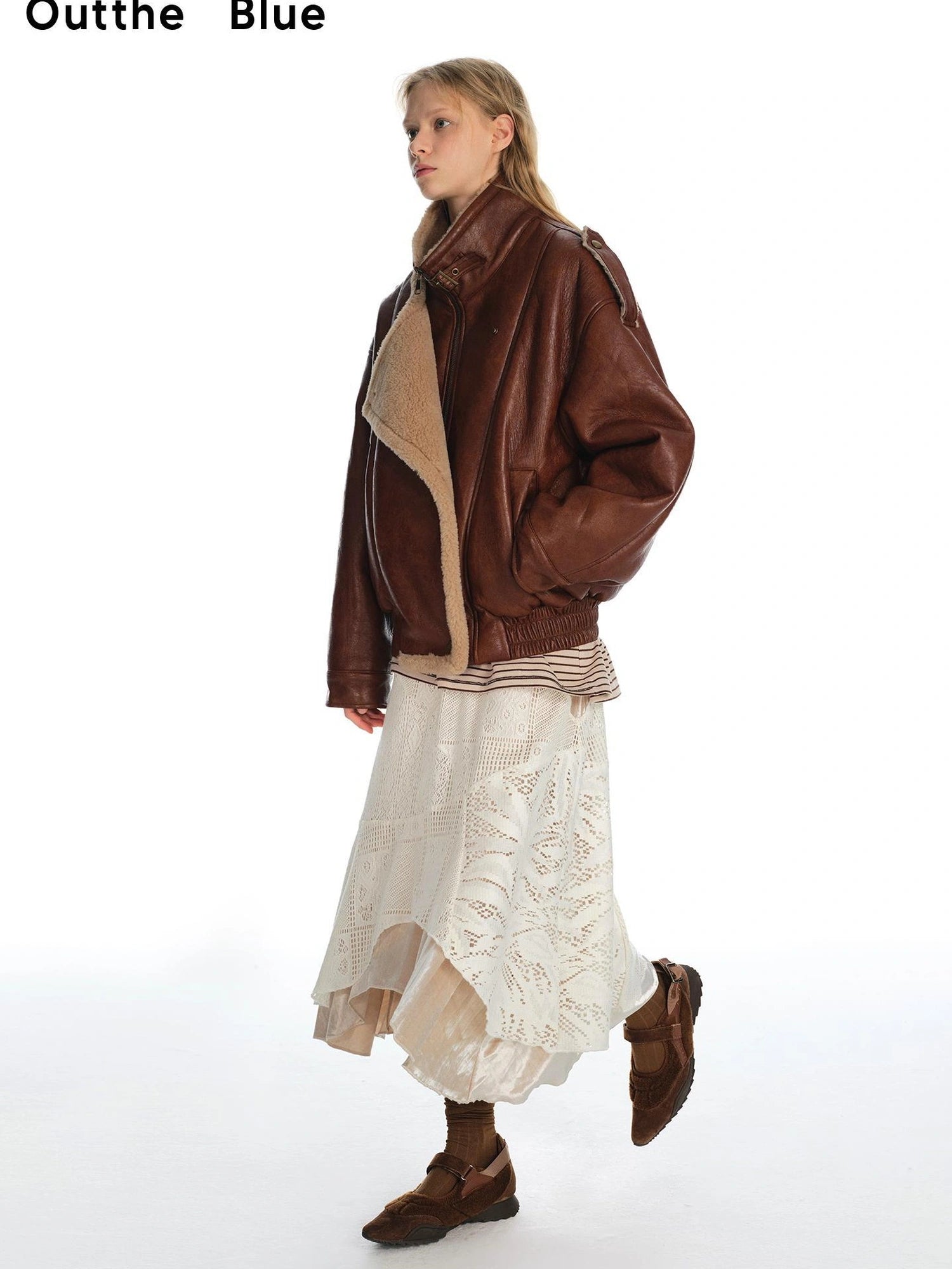 OuttheBlue Romantic Velvet Crochet Lace Asymmetrical Layered Skirt