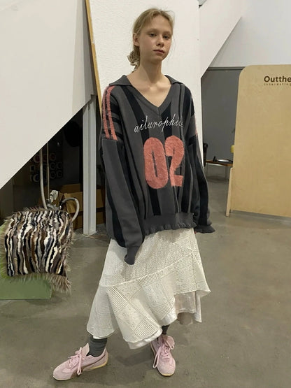 OuttheBlue Romantic Velvet Crochet Lace Asymmetrical Layered Skirt