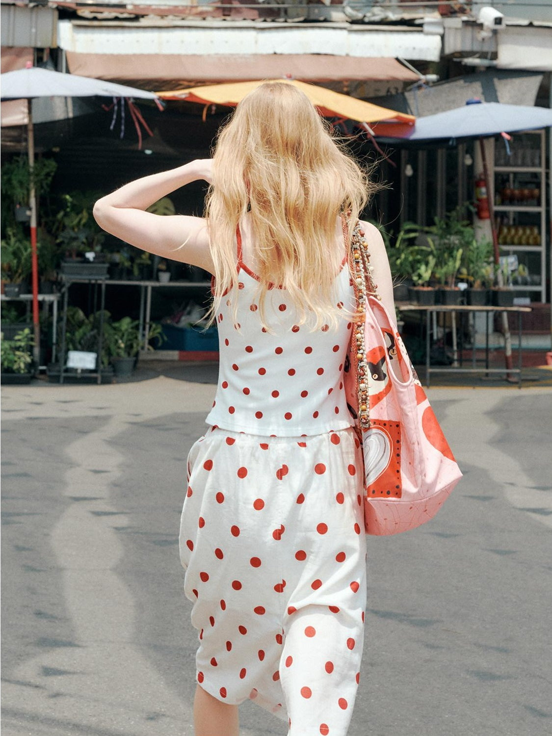 OuttheBlue Ruffle Detail Elastic Waist Printed Linen Blend Straight Off White Midi Skirts