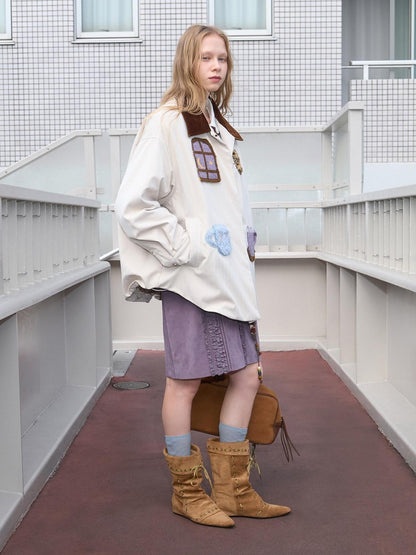 OuttheBlue Shirt Style Loose Vintage Notch Collar Women&