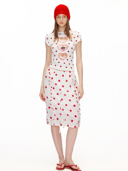 OuttheBlue Sleepy Cat Polka Flocking Print Women&