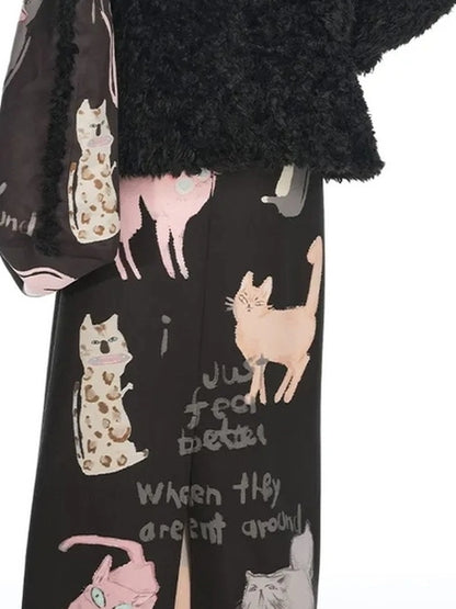 OuttheBlue Slim Fit Black Cropped Faux Fur Coat With Colorful Buttons