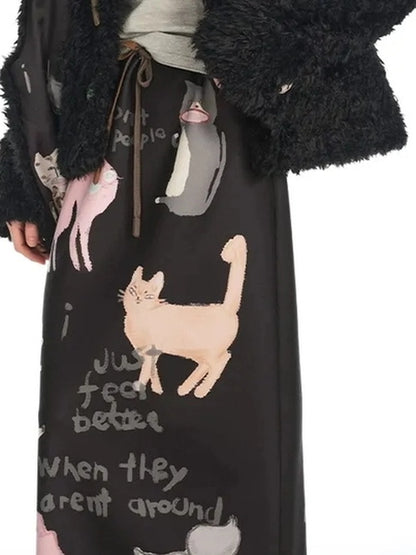 OuttheBlue Slim Fit Black Cropped Faux Fur Coat With Colorful Buttons