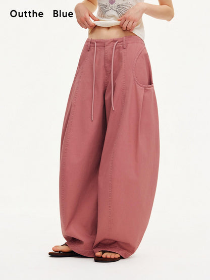 OuttheBlue Smoky Pink Pleated Washed Large Pocket Drawstring Women&