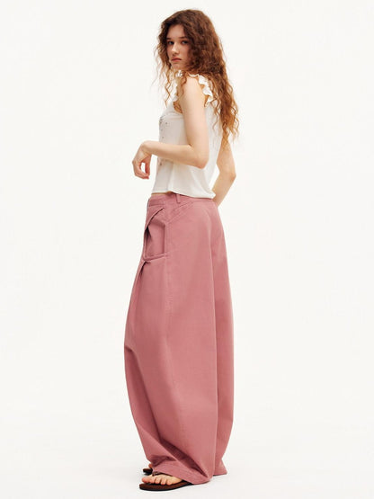 OuttheBlue Smoky Pink Pleated Washed Large Pocket Drawstring Women&
