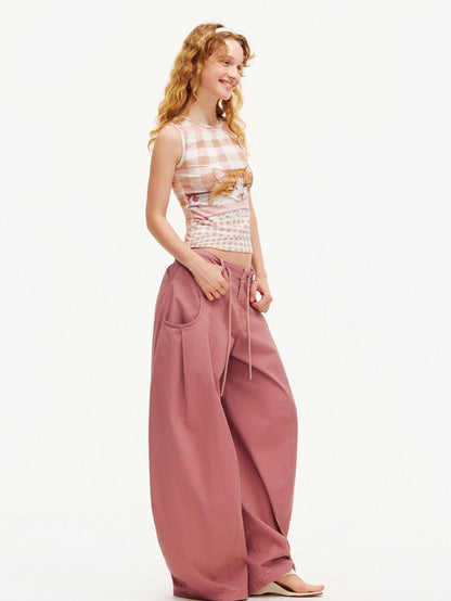 OuttheBlue Smoky Pink Pleated Washed Large Pocket Drawstring Women&