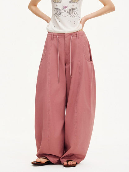 OuttheBlue Smoky Pink Pleated Washed Large Pocket Drawstring Women&