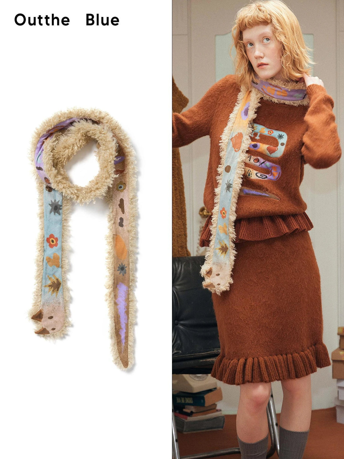 OuttheBlue Snake Year Print Faux Fur Scarf