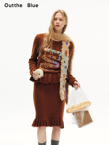 OuttheBlue Snake Year Print Faux Fur Scarf