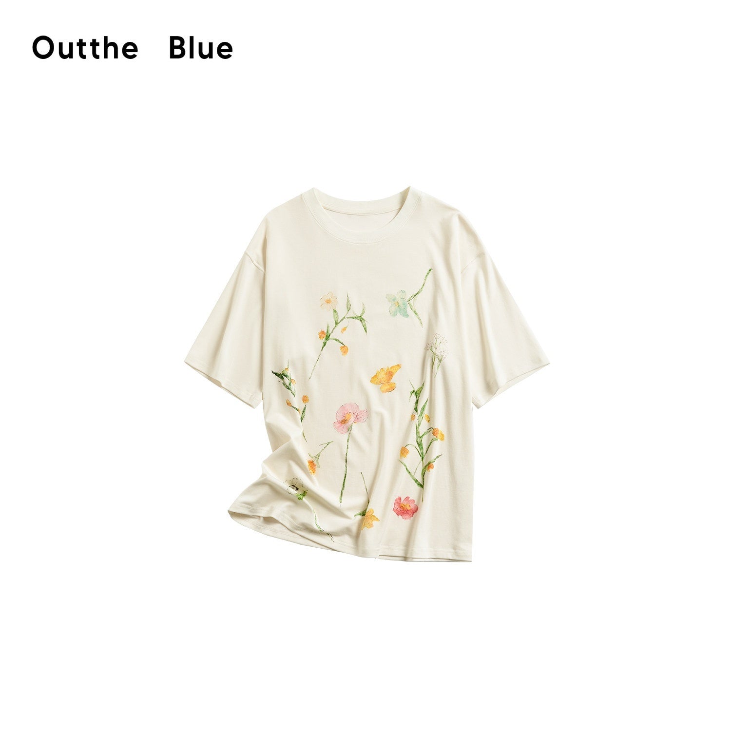 OuttheBlue Soft Breathable Lyocell Stretch Loose Fit Round Neck White Short Sleeve T-Shirts