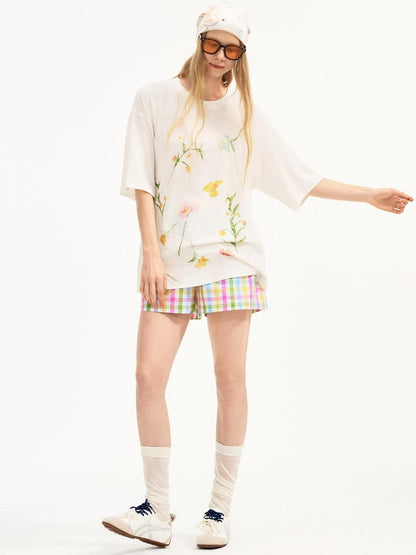 OuttheBlue Soft Breathable Lyocell Stretch Loose Fit Round Neck White Short Sleeve T-Shirts