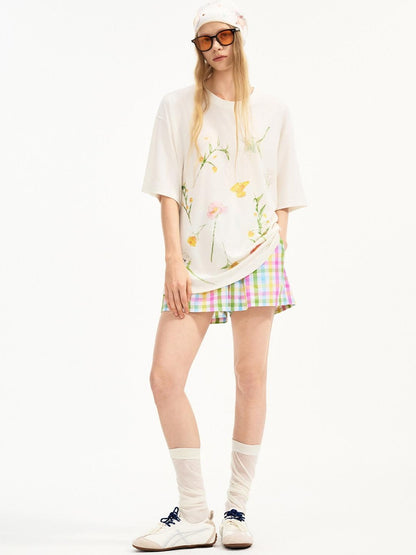 OuttheBlue Soft Breathable Lyocell Stretch Loose Fit Round Neck White Short Sleeve T-Shirts