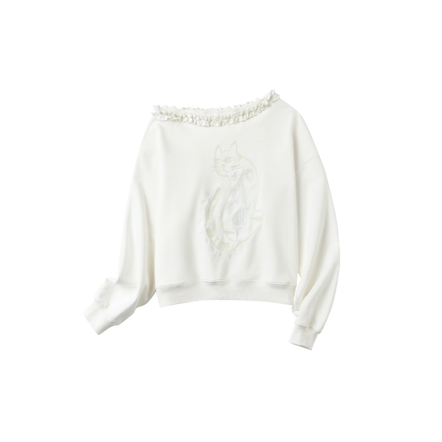 OuttheBlue_Soft_Cotton_Blend_Loose_Fit_Cat_Silhouette_Women_White_Long_Sleeve_T-Shirts_MISSTT
