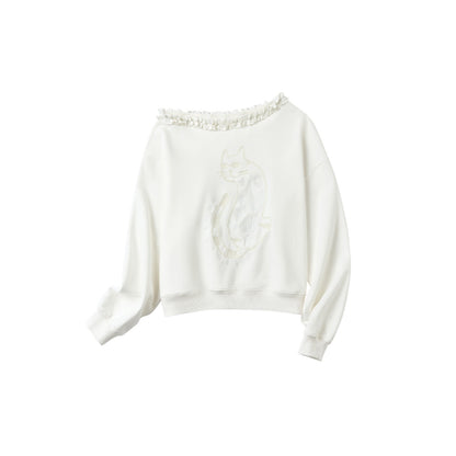 OuttheBlue_Soft_Cotton_Blend_Loose_Fit_Cat_Silhouette_Women_White_Long_Sleeve_T-Shirts_MISSTT