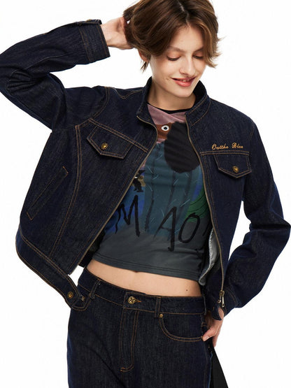 OuttheBlue Soft Cotton Blend Regular Fit Denim Blue Casual Essential Denim Jackets