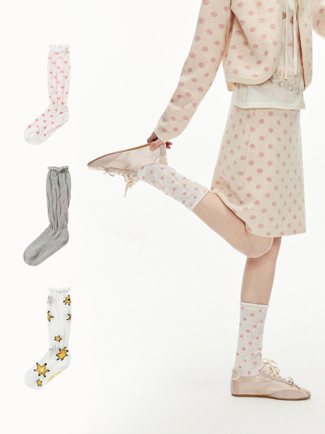 OuttheBlue Soft Cotton Blend Unique Polka Dot Women Ankle Crew Fashion Socks