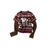 OuttheBlue Soft Knit Faux Two Piece Cropped Crew Neck Women Burgundy Animal Sweaters
