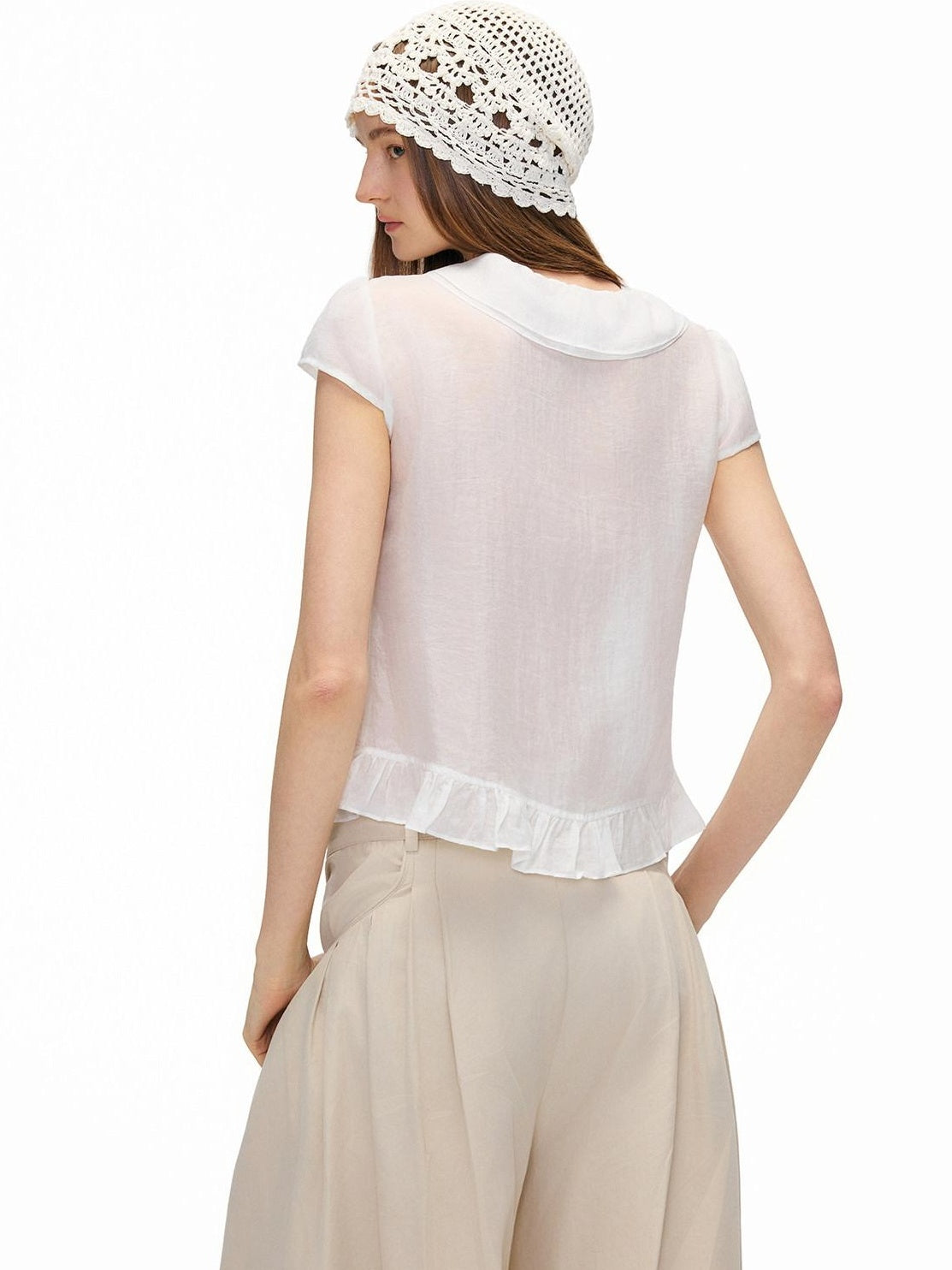 OuttheBlue Soft Lyocell Animal Print V-neck Loose Cropped Sweet Style Women Blouses