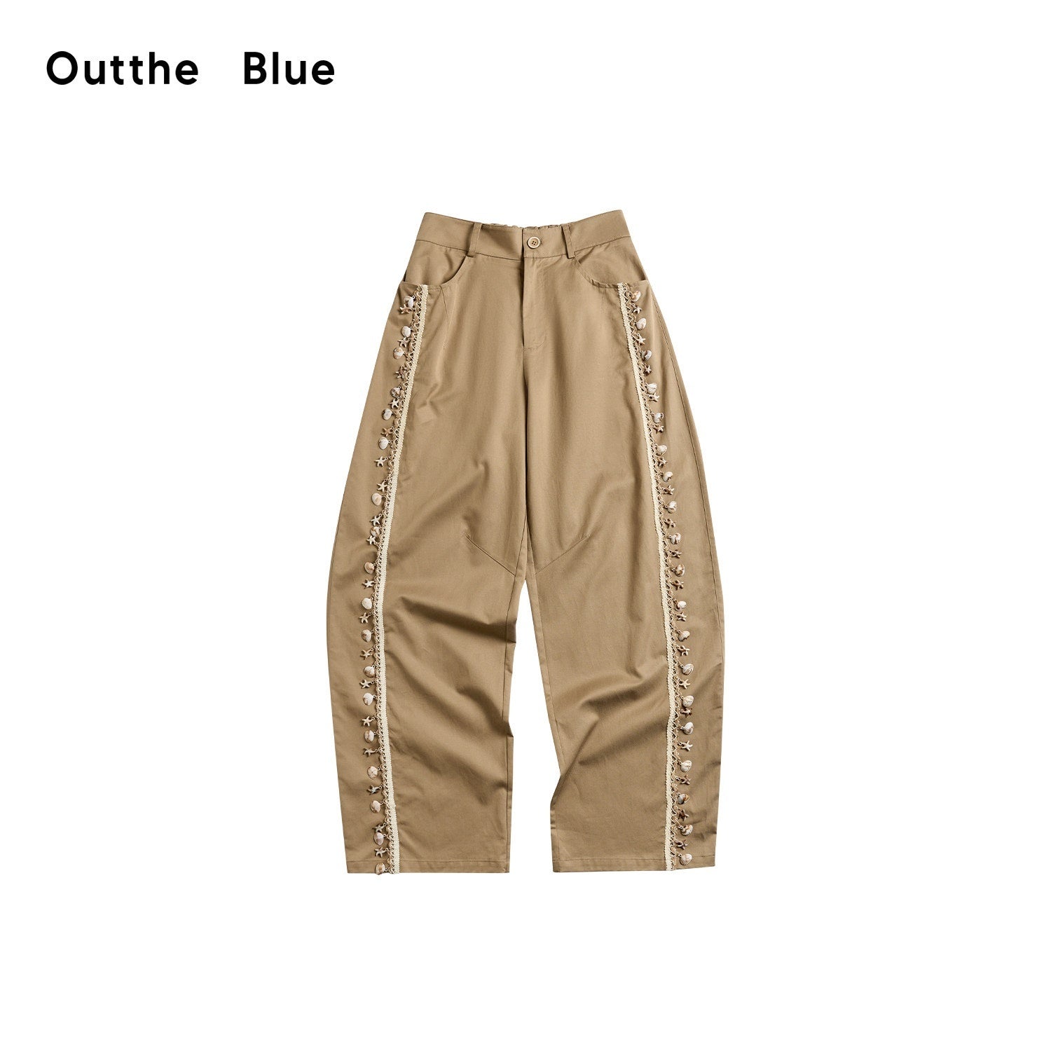 OuttheBlue Soft Lyocell Blend Pocket Straight Leg Relaxed Zip Fly Natural Waist Khaki Pants