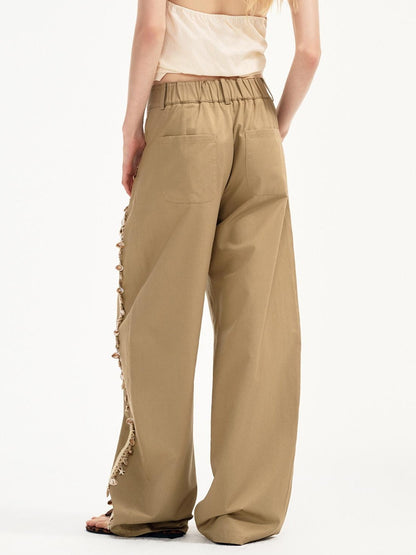 OuttheBlue Soft Lyocell Blend Pocket Straight Leg Relaxed Zip Fly Natural Waist Khaki Pants