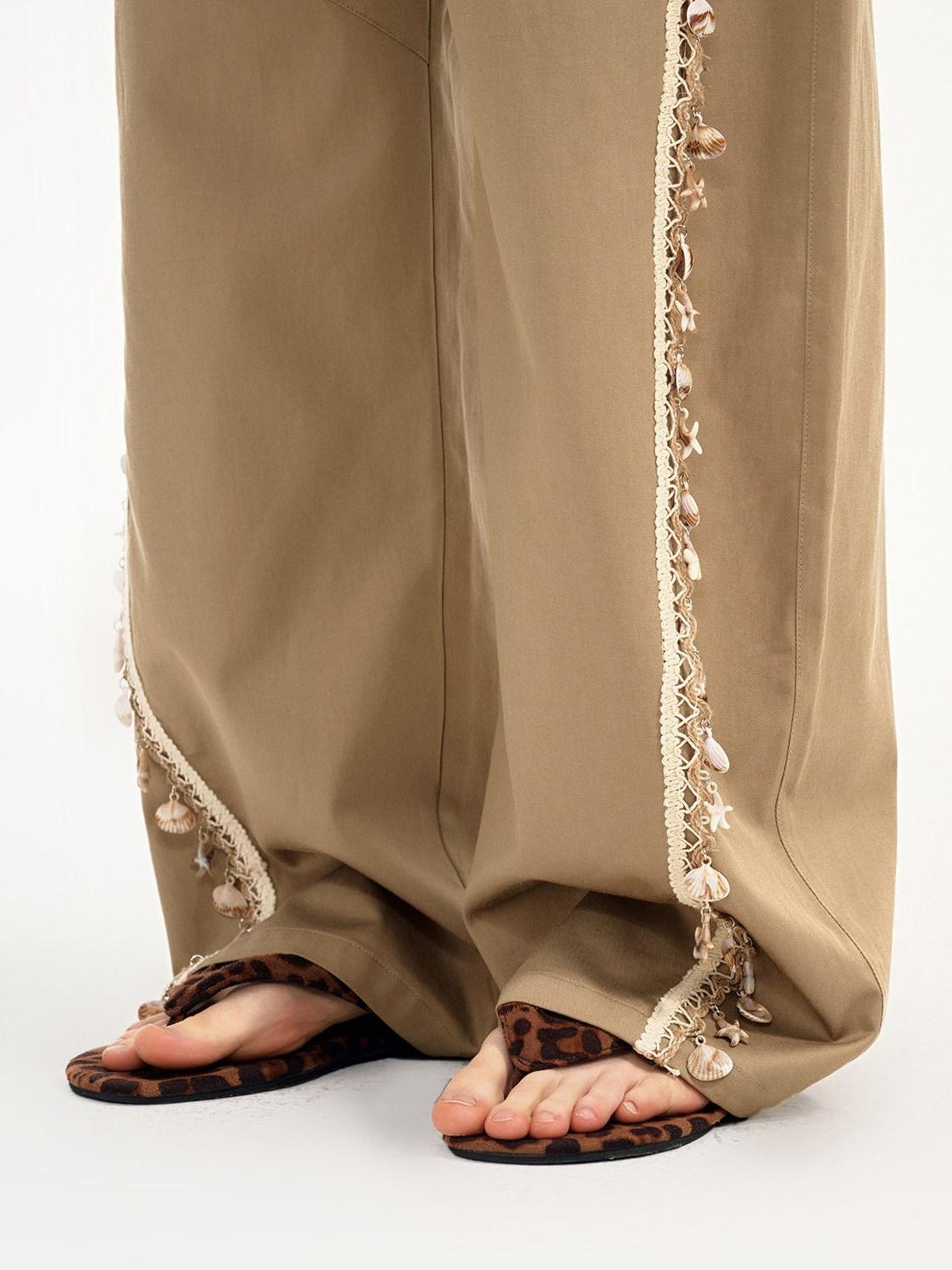 OuttheBlue Soft Lyocell Blend Pocket Straight Leg Relaxed Zip Fly Natural Waist Khaki Pants