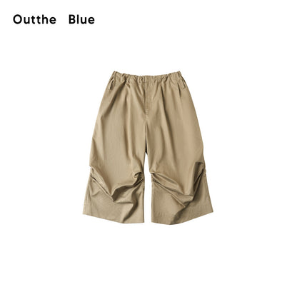 OuttheBlue Soft Lyocell Blend Relaxed Wide Leg Pleated Women Natural Waist Chinos