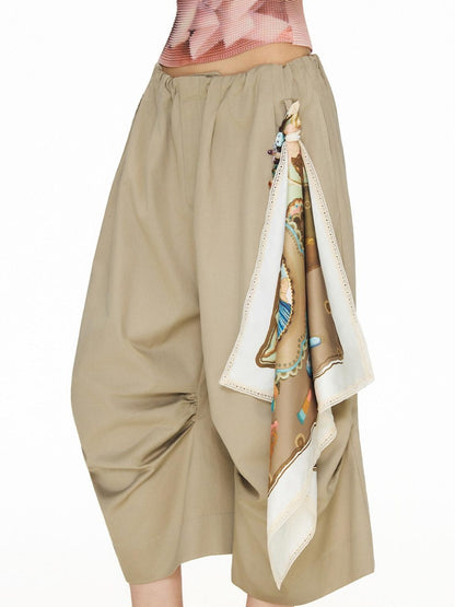 OuttheBlue Soft Lyocell Blend Relaxed Wide Leg Pleated Women Natural Waist Chinos