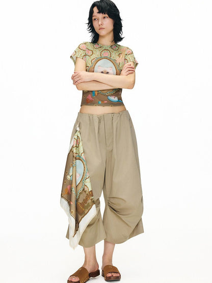 OuttheBlue Soft Lyocell Blend Relaxed Wide Leg Pleated Women Natural Waist Chinos